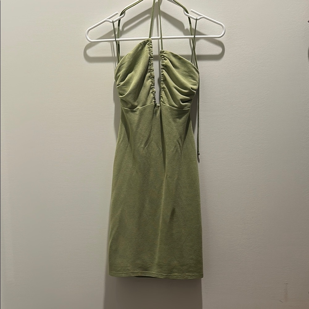 Cotton Candy Green Halter Bodycon Mini Dress